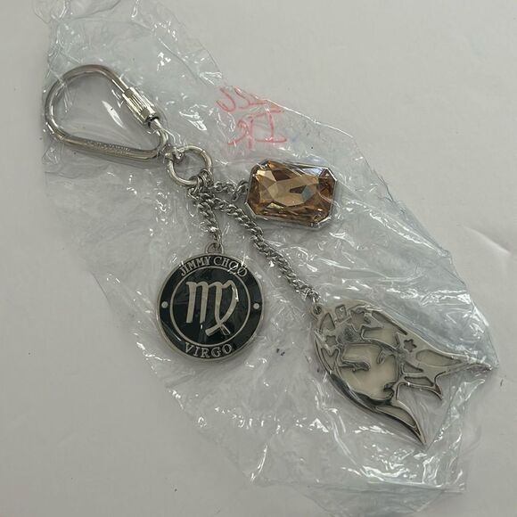 NWOT Jimmy Choo VIRGO Silver Key Chain - Picture 1 of 9
